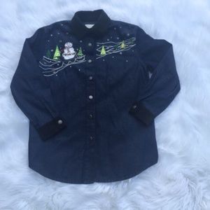 Draper's & Damon's Denim Christmas Button-Down